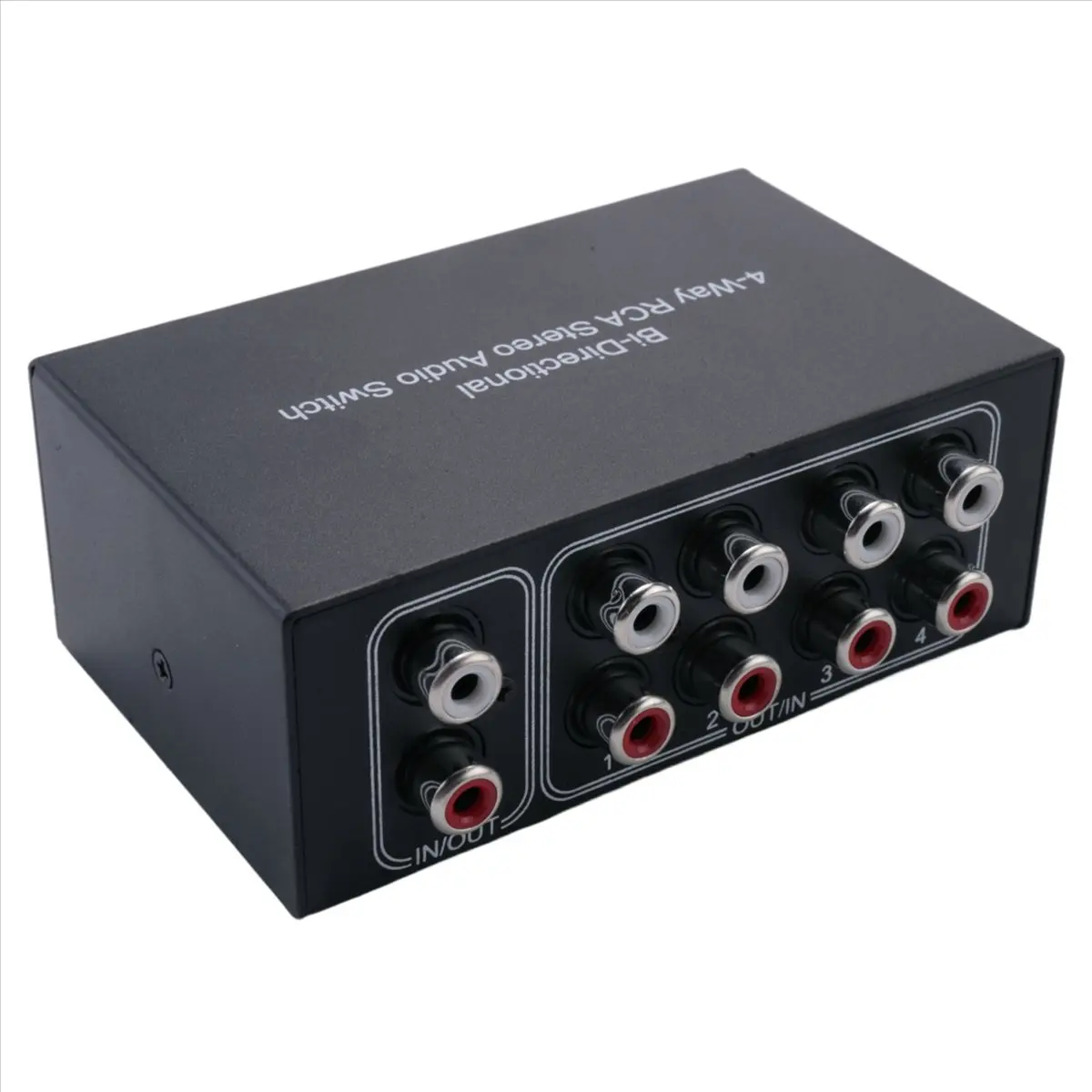 L77A 4 Way Bi-Directional Stereo Audio Switch 1 in 4 Out or 4 in 1 Out L/R Jack Sound Channel Audio Switcher