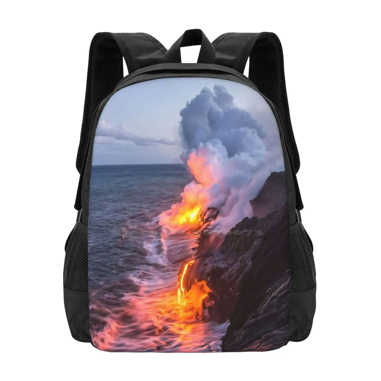 Kilauea Volcano Lava Flow Sea Entry 3-The Big Island Hawaii Fashion Pattern Design Travel Laptop School Backpack Bag Kilauea