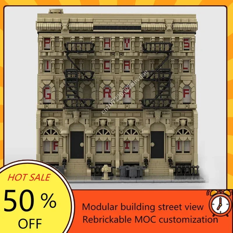 3291PCS Led Zeppelin Physical Graffiti album buildingModular MOC Creative street view Model Building DIY Assembly Model Toy Gift