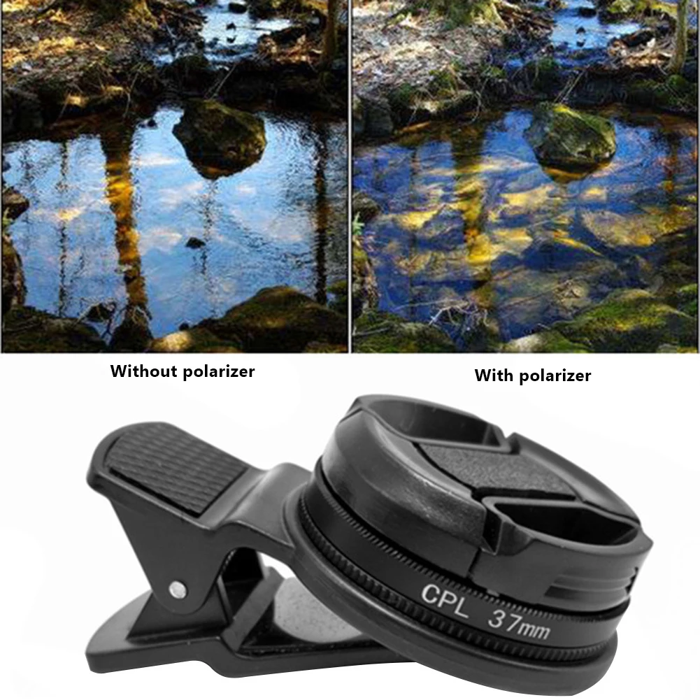 Phone Clip Circular Polarizer for iPhone Samsung Universal Portable Polarizer Camera Lens 37MM Professional CPL Filter Lens Kit