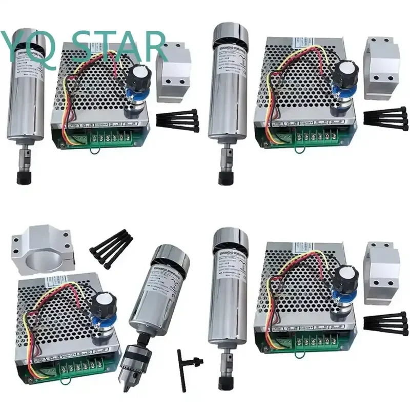 500W Air Cooled Spindle Motor ER11 ER16 Collet Chuck 0.5KW Adjustable Speed 48V Power Supply Governor for DIY Router Engraver