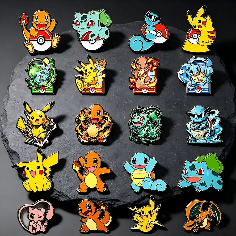 20/22Pcs Kawaii Japanese Anime Monster Creature Enamel Pins Set, Colorful Cartoon Animal Lapel Brooch Fans Collectible Badge