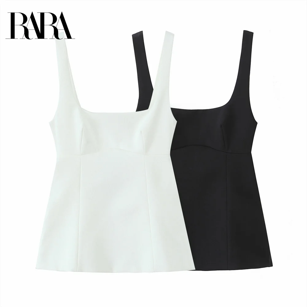 

2025 RARA Women's Square - neck Spaghetti - strap Top with Large Bow Detail in Crisp White for a Sweet and Stylish Look