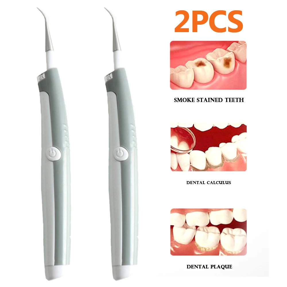 ﻿ 2pcs Electric Scaler Calculus Remover Dental Irrigator LED Lighting Sonic Vibration Dental Examine Teeth Cleaning Tool