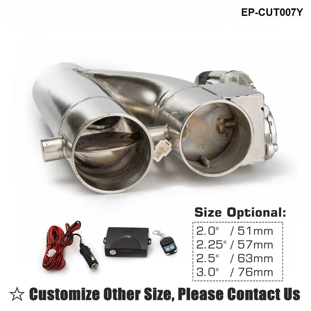 منتج حاصل على براءة اختراع 2 " / 2.25" / 2.5 " / 3" انقطاع أنبوب العادم الكهربائي قطع إلكترونية مجموعة التحكم عن بعد ذات الصمام المزدوج EP-CUT007Y #5