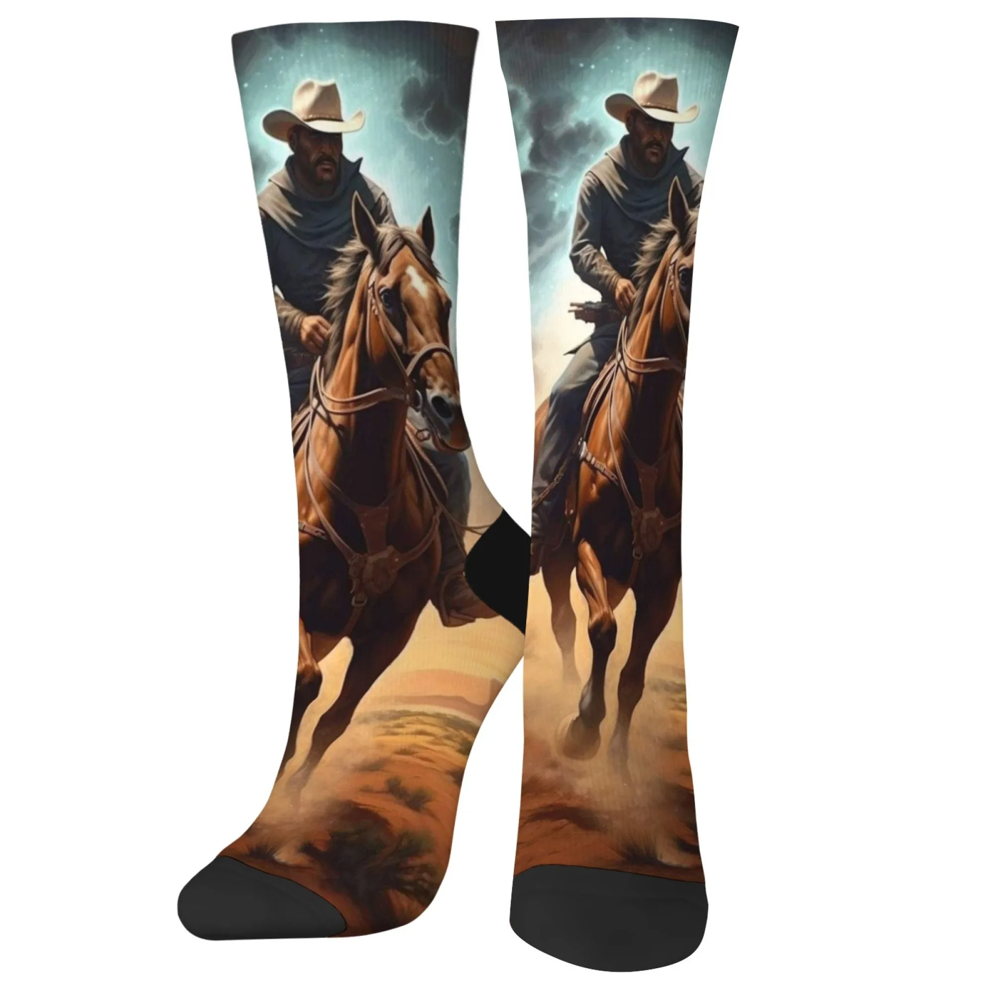 

Мужские носки с изображением ковбоя из американского запада с принтом Harajuku, креативный дизайн, новинка, уличные носки Happy Hip-Hop