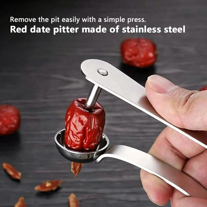 1PC Silvery Stainless Steel Red Date Cherry Corer Hawthorn Corer Household Cherry Seeder Kitchen Tool for Cutting Fruits