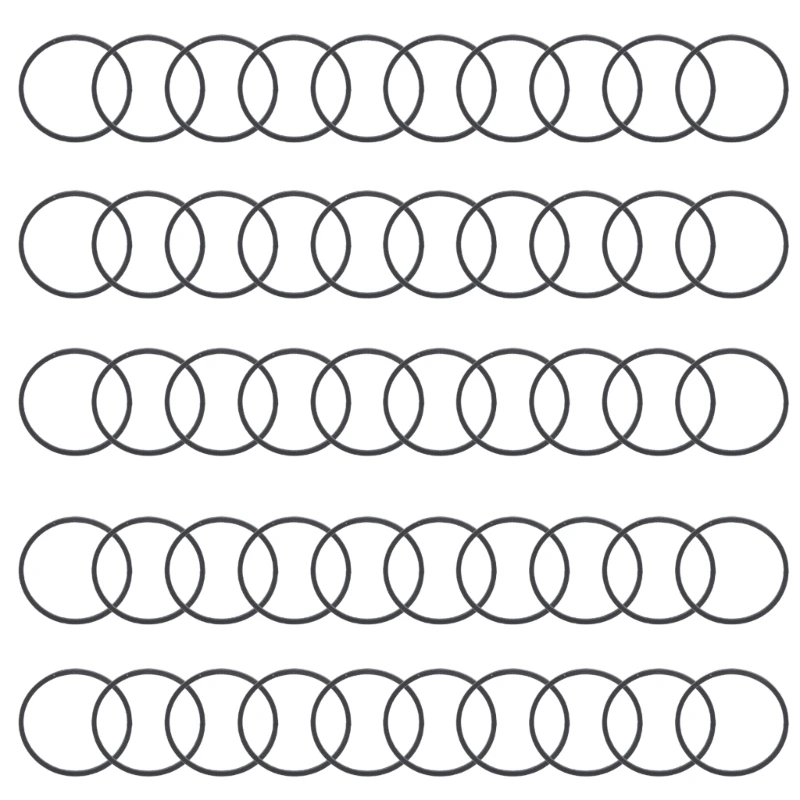 Flat Rubber Belts Set 1.1mm Thickness 25mm Diameter for Square Tape Recorders and Players 50PCS