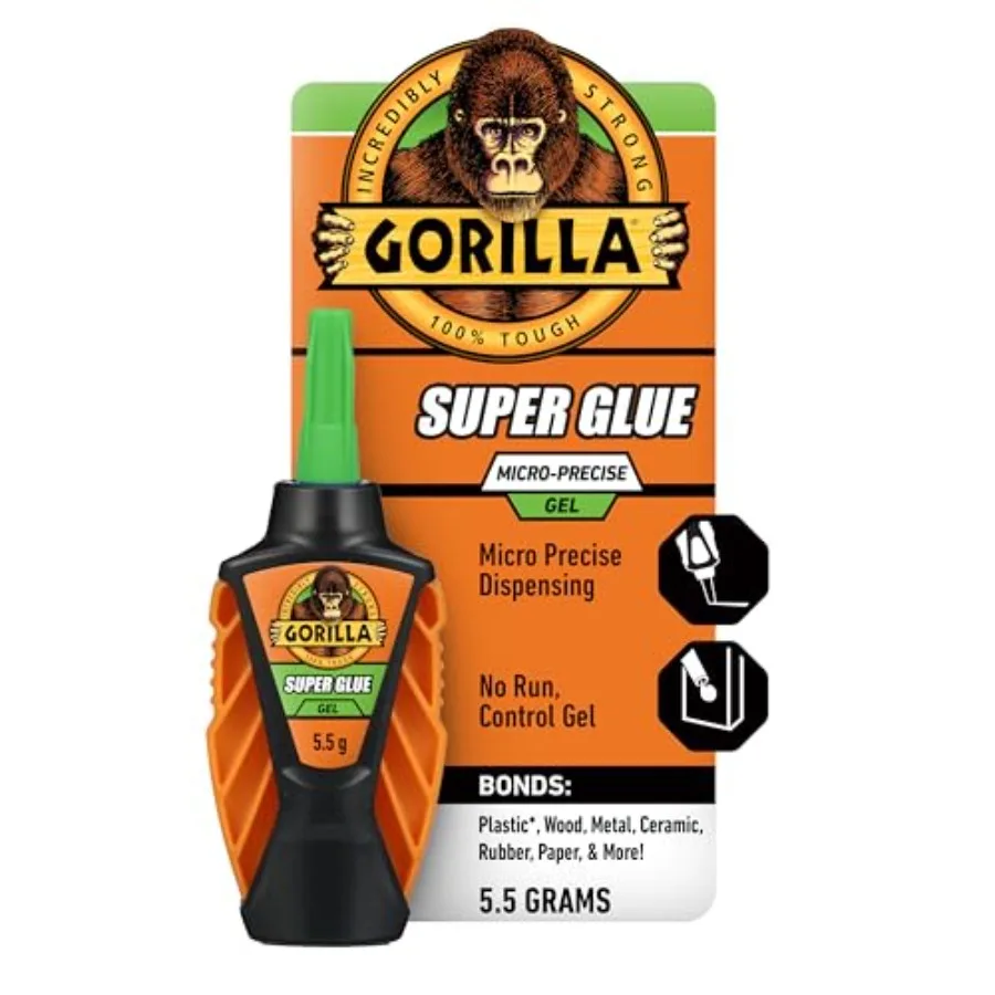 Micro Precise Super Glue, Cyanoacrylate Glue, Fast Setting, Precise Dispensing Tool, Anti-Clog Cap, Clear, 5.5g