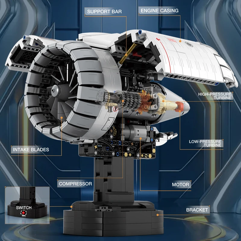 

Jet Aircraft Engine Building Block MOC Model Ornament Originality Puzzle Assembly Toy Boy's Gift