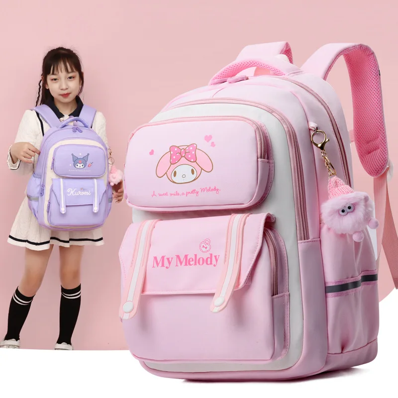 

Kuromi Hello Kittys Child Backpack Sanrios School Bag Student Boy Girl Cartoon Large Capacity Kawaii Cartoon Breathable