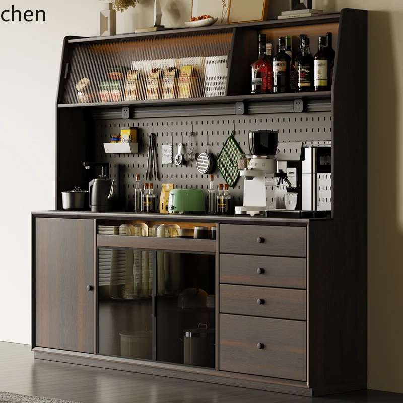 HXL Italian solid wood rock slab dining side cabinet tea bar machine integrated smoke high cabinet coffee tea locker