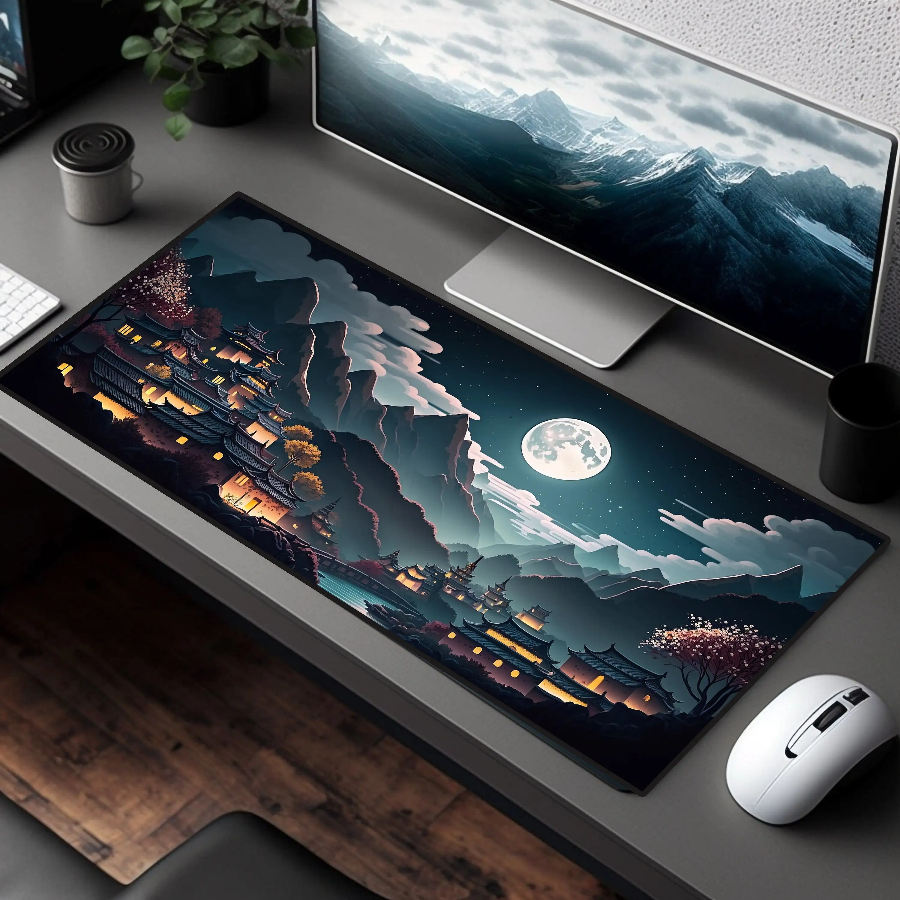 Mountain Village Table Mat, Non-slip and Waterproof Mouse Pad, Office and Gaming Desk Decorative Mat, Perfect Gift for Friends.