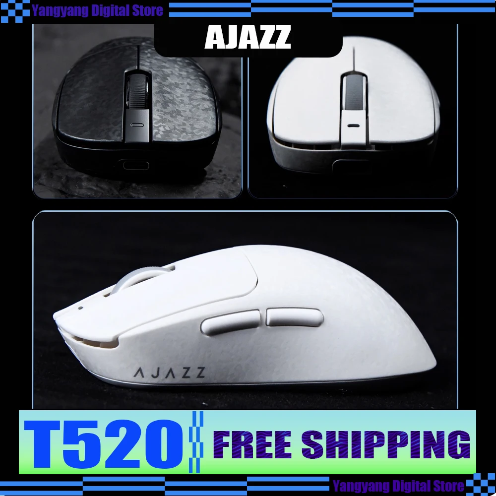 

Игровая мышь Ajazz T520 из углеродного волокна, беспроводная, 3 режима, легкая, Paw3395, офисная мышь для киберспорта, аксессуар, Fps Gamer Custom