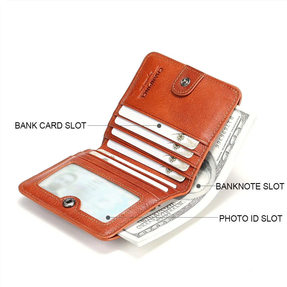 CHANPINCL Men's Wallet Genuine Cow Leather Luxury Original First Layer Cowhide Vintage Style Zipper Purse Business