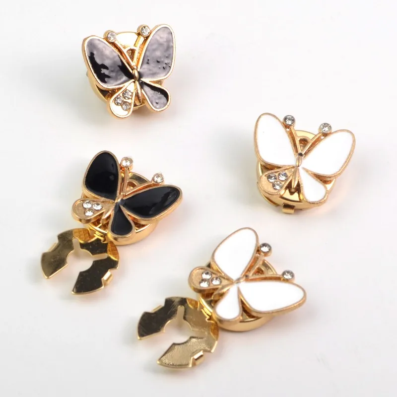 أبيض وأسود فراشة قميص كم غطاء أزرار طوق زر الماس الديكور غطاء أزرار