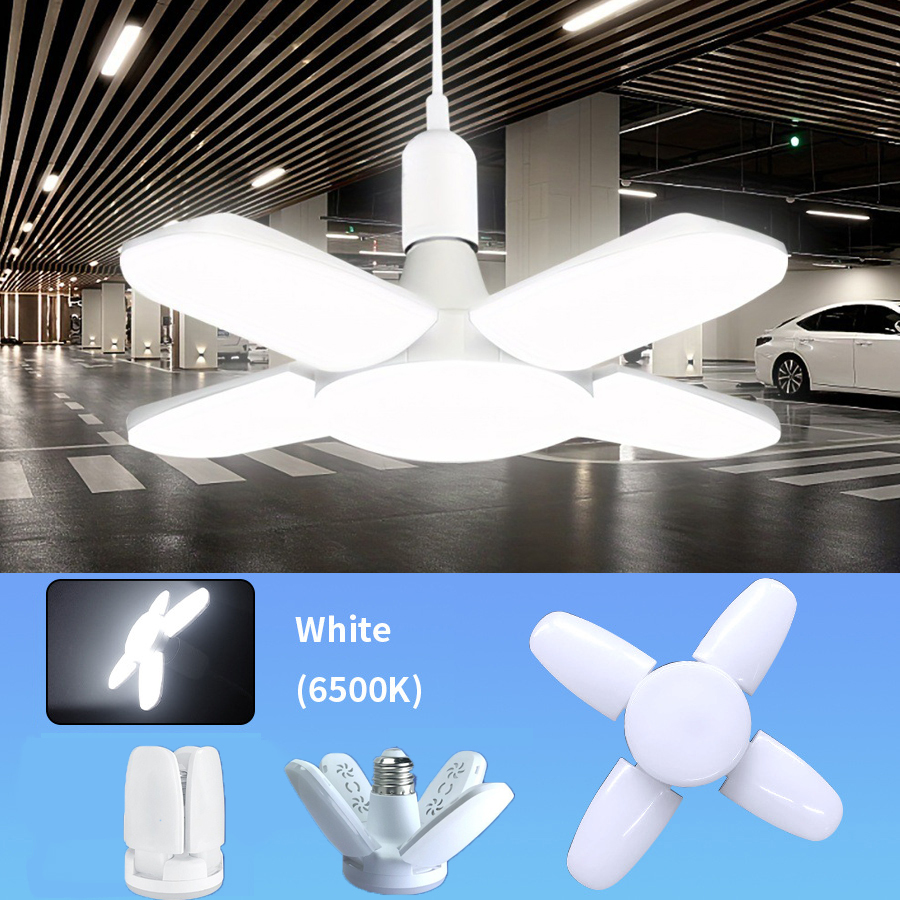  E27 Fan Shape Foldable 40LEDs Bulb AC220V/110V Deformation for Home Ceiling Lights Warehouse and Garage White Light 6500K Bulb 