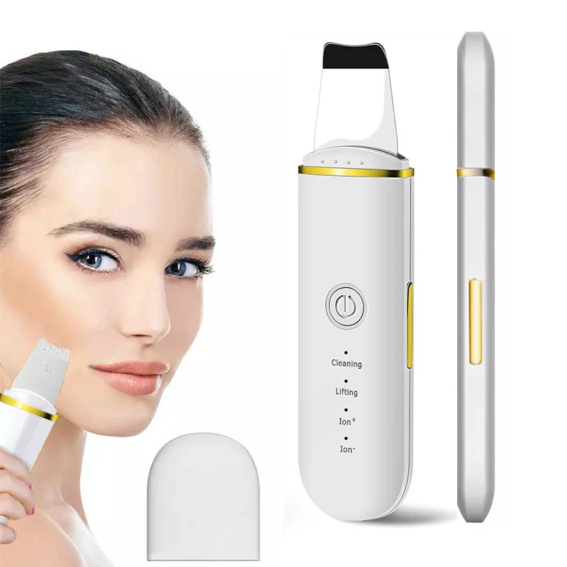 Máquina ultrassônica de esfoliação facial, limpador elétrico de poros para remover cravos, instrumento de beleza recarregável para casa