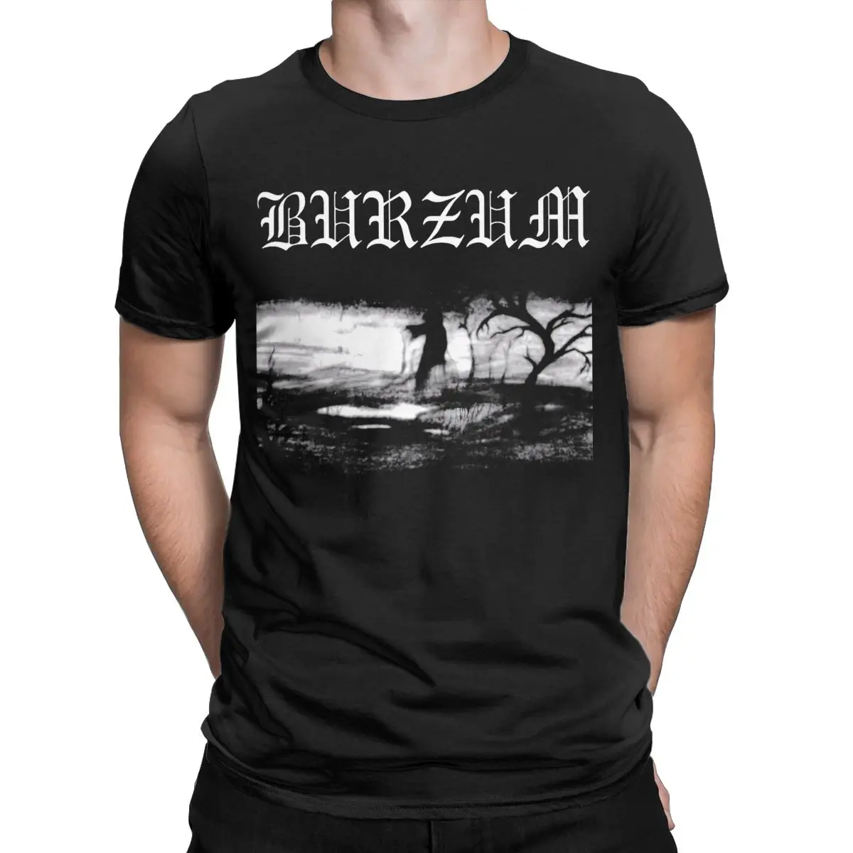 Casual Burzum T-Shirt for Men Round Collar Cotton T Shirt Short Sleeve Tee Shirt Graphic Clothes