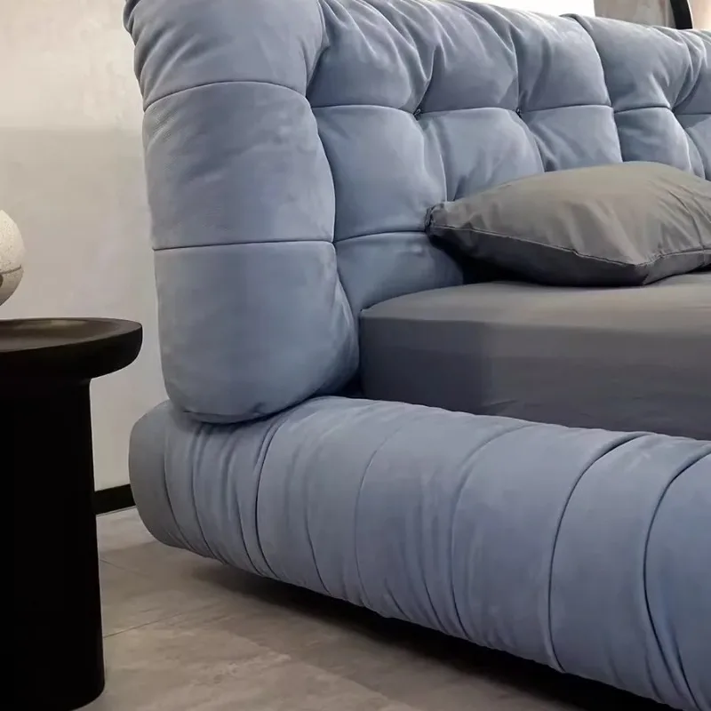 Cloud bed Italian minimalist  Technology cloth  Double wabi sand  Fabric bed Modern simplicity