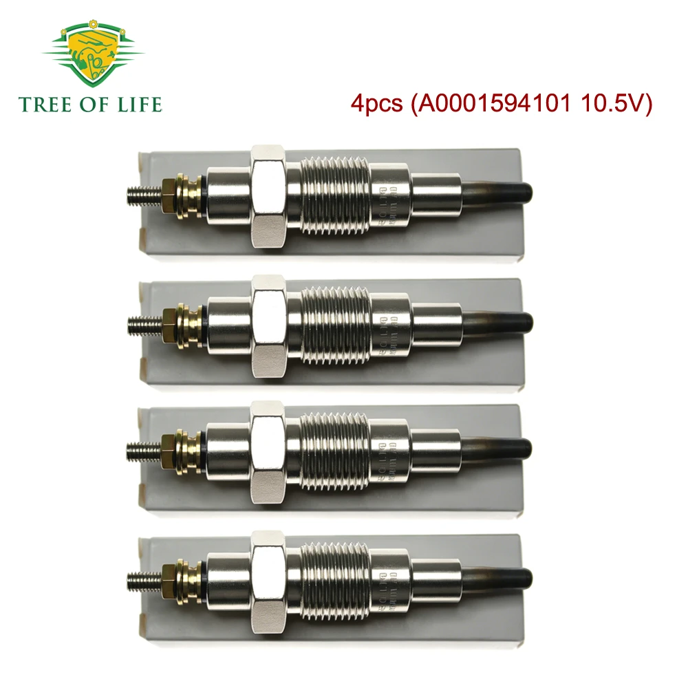 1/2/4x 10.5V Glow Plugs For MERCEDES OM636 ENGINE Fits IHC D 212 214 215 217 219 320 326 430 432 439 440 A0001594101 0011592501
