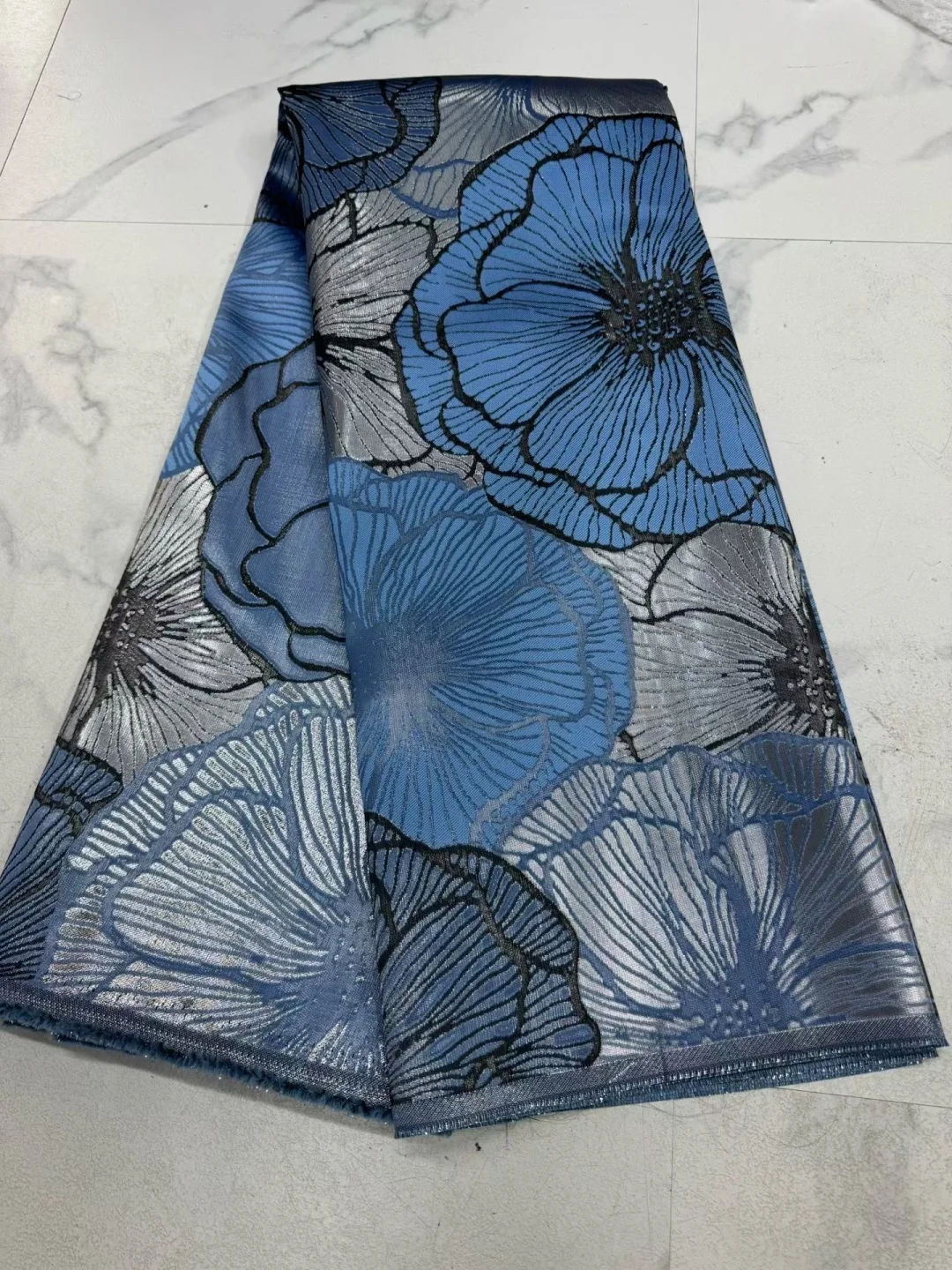 African French Brocade Lace Fabric 2026 High Quality 5 Yards Gilding Nigerian Jacquard Lace Fabric Elegant Dress for Women