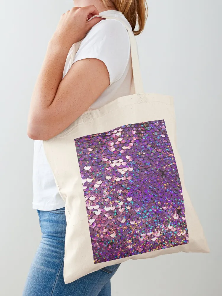 Photographic Image of Brilliant Purple (Photo of Sequins Only - Not Reflective) Tote Bag women bag shoping bag Canvas Tote