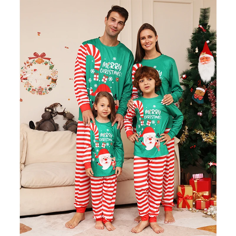 2024 Christmas Family Matching Pajamas Adult Kids Baby Xmas Outfits Mother And Daughter Father Son Sleepwear Pyjamas Clothes Set