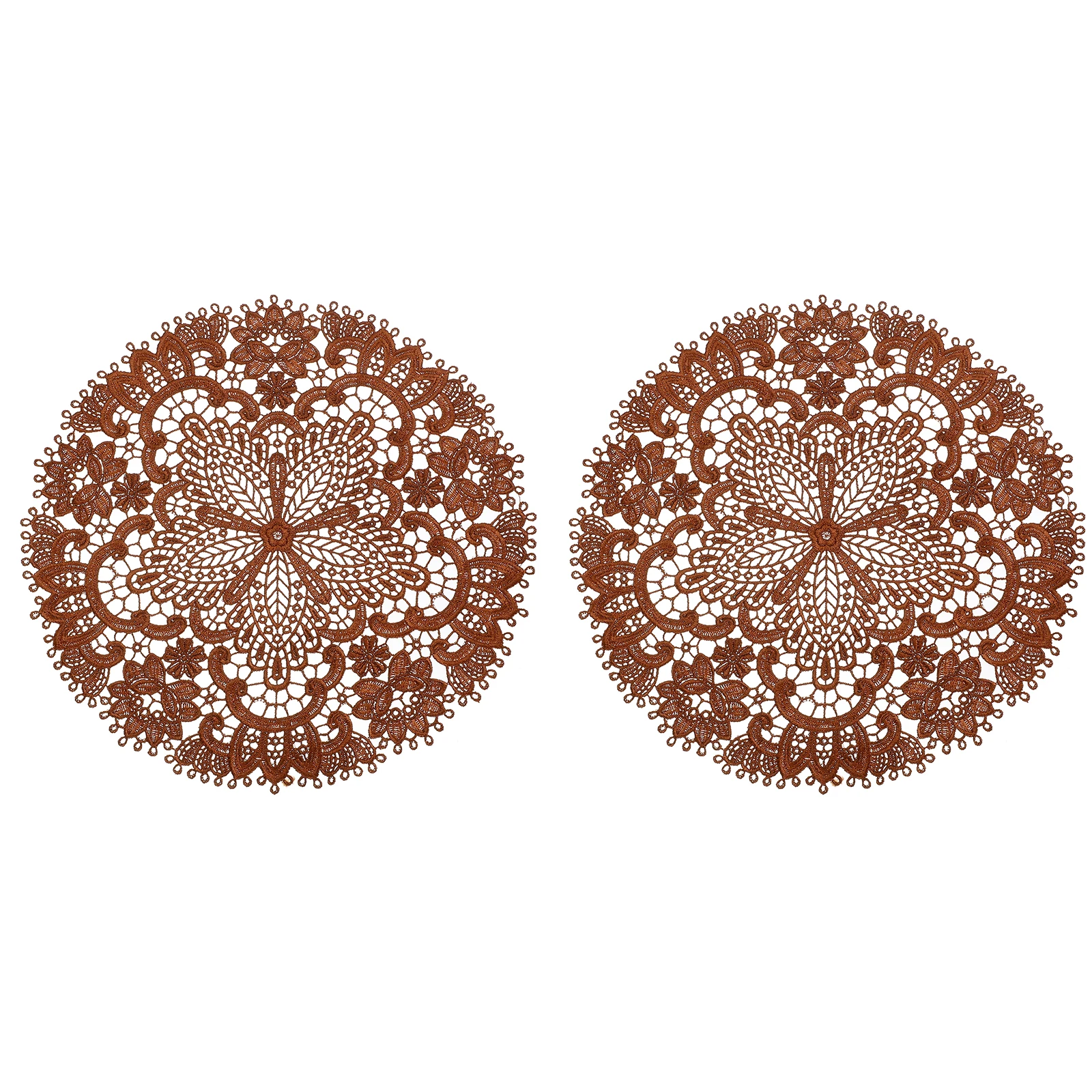 2Pcs Retro Lace Placemats, Round French Crochet Doilies Central Hollow Flower Vase Mat Coaster for Dining Table Home Decoration