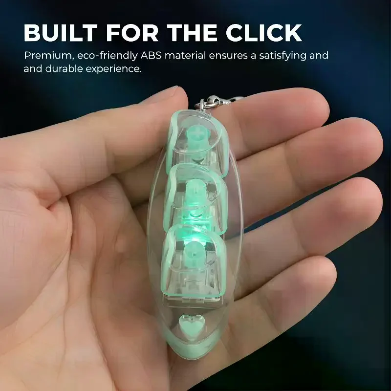 3 Keys LED Keyboard Keychain Clear Heart Key Fidget Toy Stress Relief Small Pendant for Office Computer School Bag