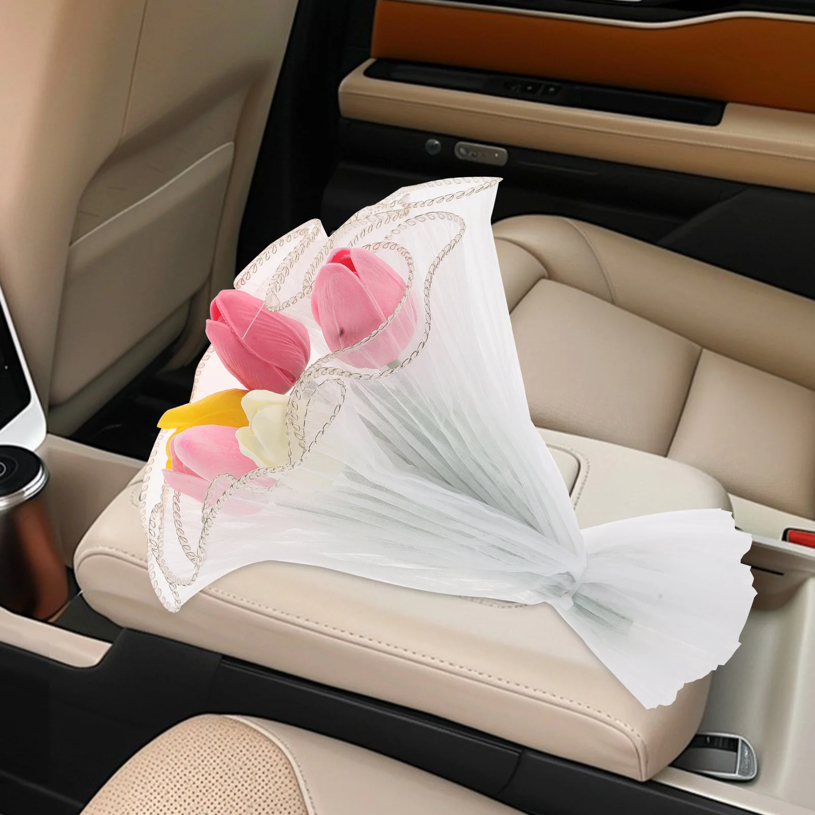 

Artificial Tulip Car Ornament Mini Bouquet Dashboard Decor Elegant Floral Arrangement Stylish Interior Accessory Cute Automotive
