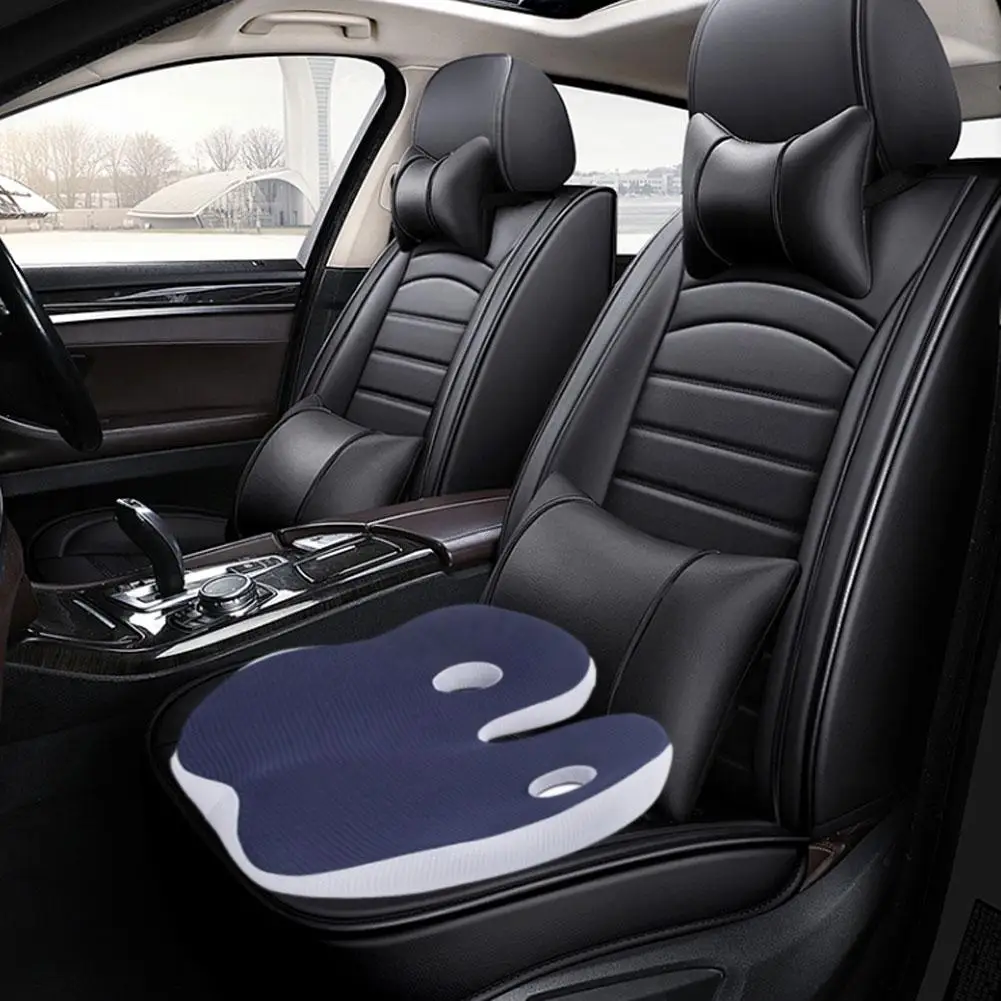 Cojín de cadera para silla de coche, cojín para glúteos para hemorroides, cojín de memoria sedentario transpirable, accesorios gruesos de algodón para oficina, cojín U1L3