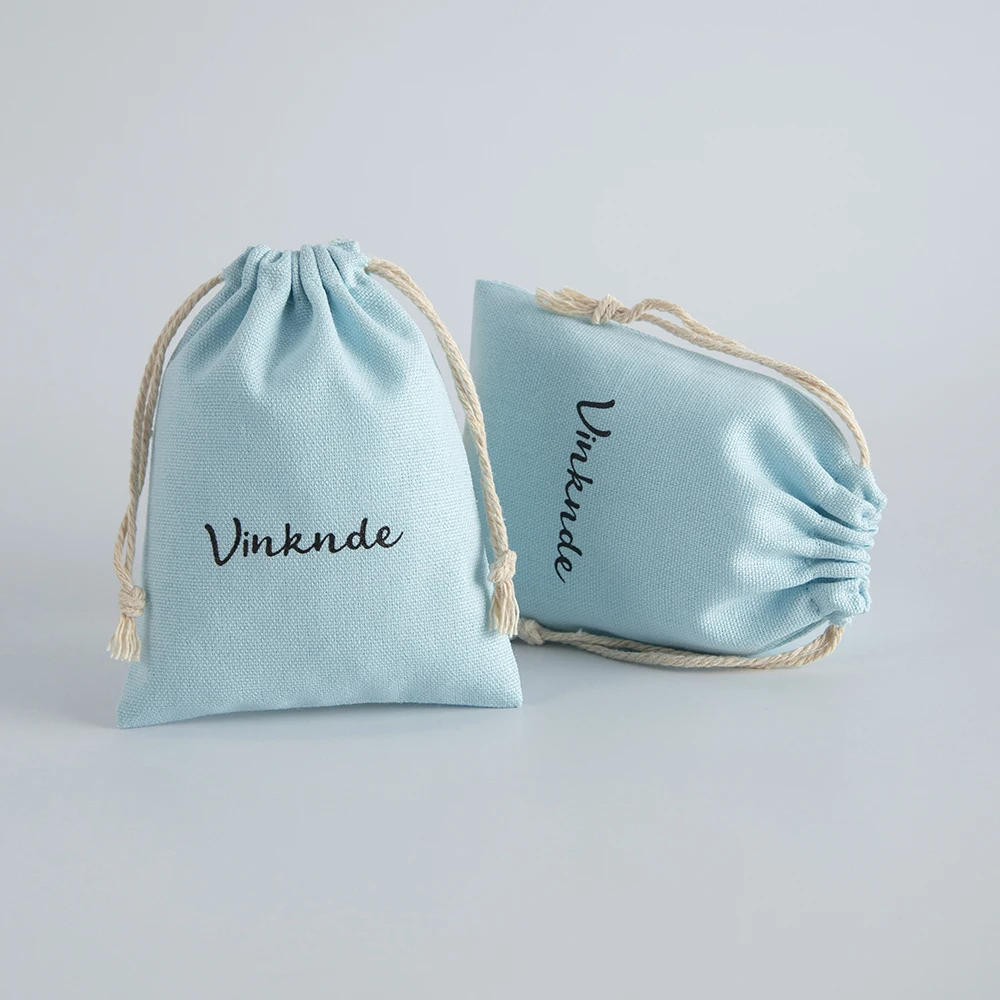 100 قطعة 5x7 سنتيمتر بالجملة قماش مجوهرات قطنية الحقيبة الرباط حقيبة الأحذية شنطة هدايا حقيبة يد مخصصة أكياس الغبار يغطي مع طباعة الشعار #3