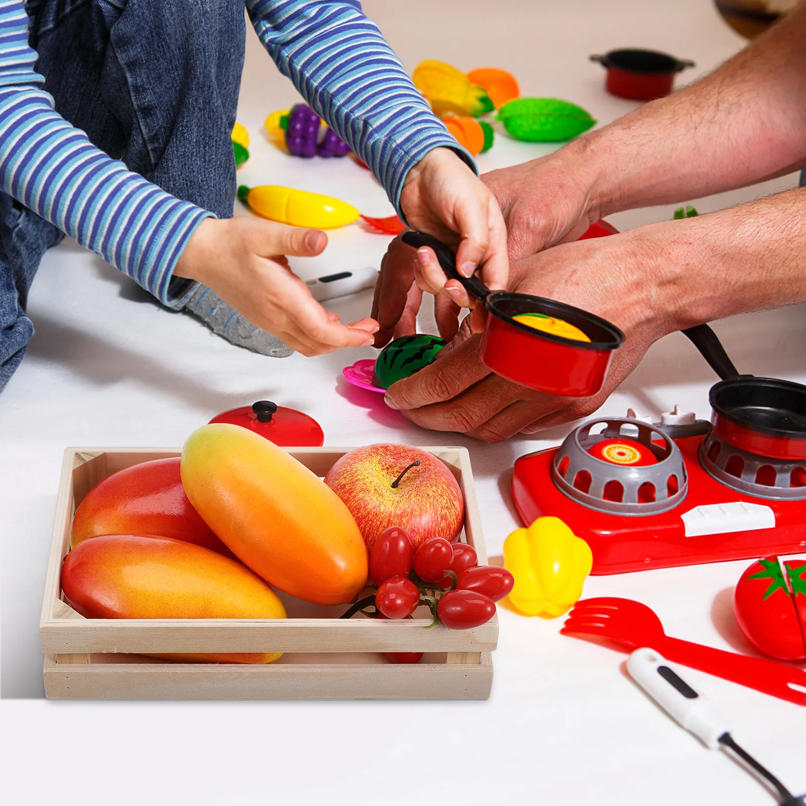 ตะกร้าไม้สำหรับจัดระเบียบของใช้ขนาดเล็ก เหมาะสำหรับสำนักงาน ห้องเด็ก ห้องนั่งเล่น ห้องครัว เก็บเครื่องเขียน เครื่องสำอาง