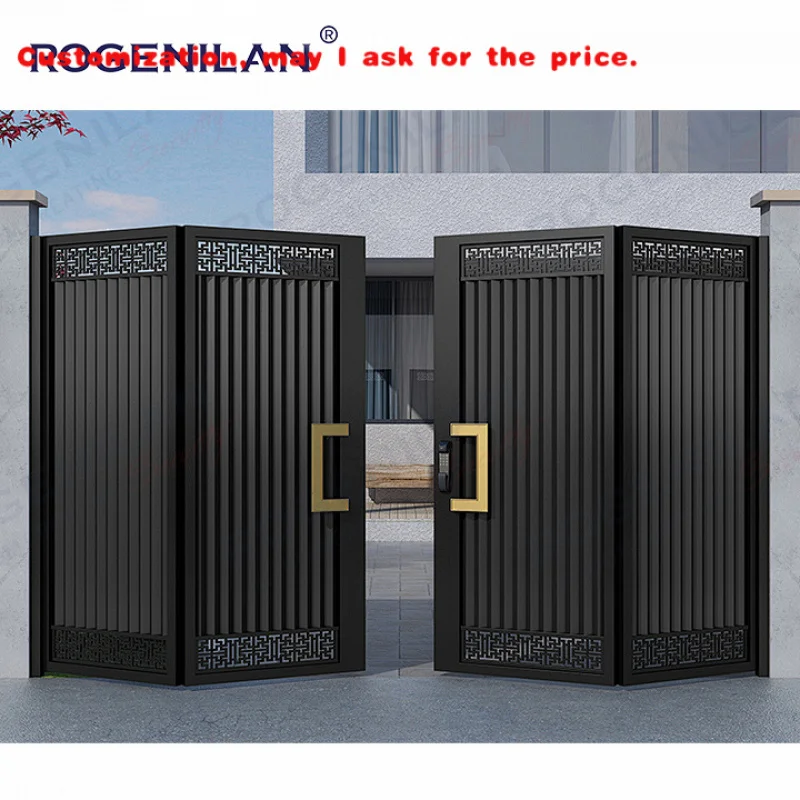 custom.Rogenilan 2026 Aluminum Fence Security Bi Folding Main Gate Exterior Entrance Foldable Custom