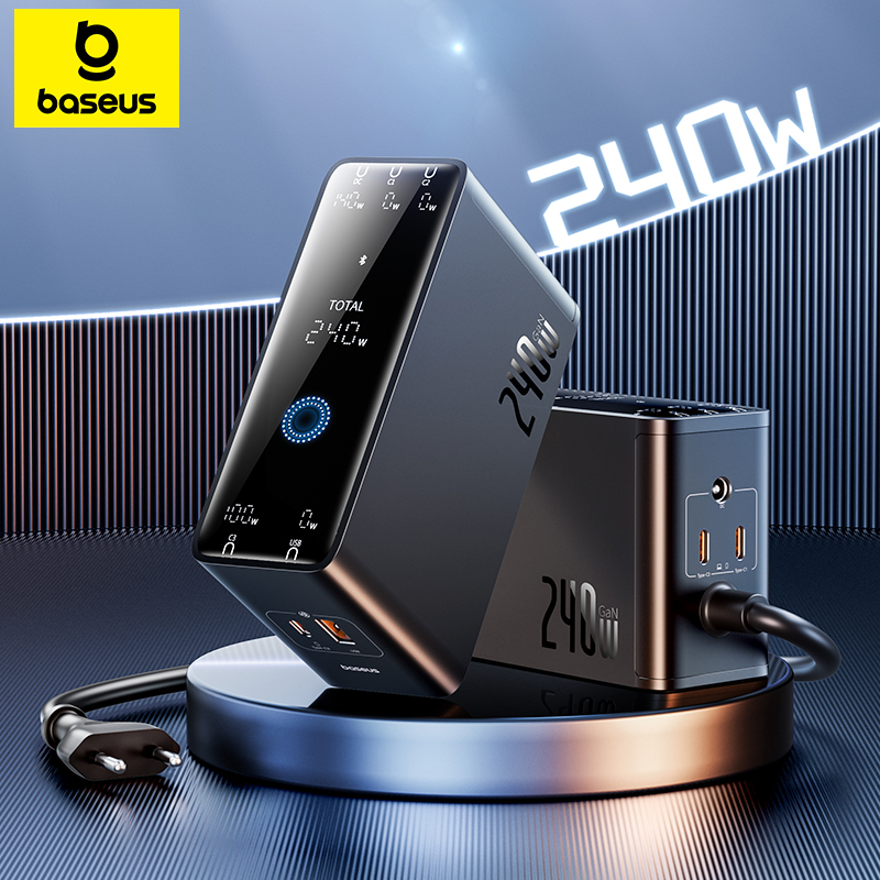  Baseus 240W Digital GaN Charger Laptop Charger For Lenovo HP Macbook Usb C Charger With DC Port Fast Charging For iPhone Xiaomi 