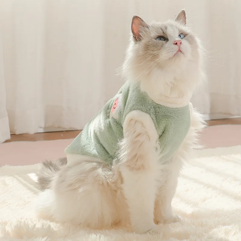 Cute Autumn and Winter Cat Clothing for Dogs and Dogs Warm and Thick Vest To Prevent Hair Loss Pet Clothing for Small Dogs