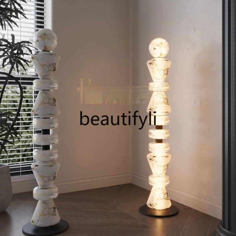 

Simple light luxury marble floor decoration living room sofa next to bedroom advanced atmosphere decoration