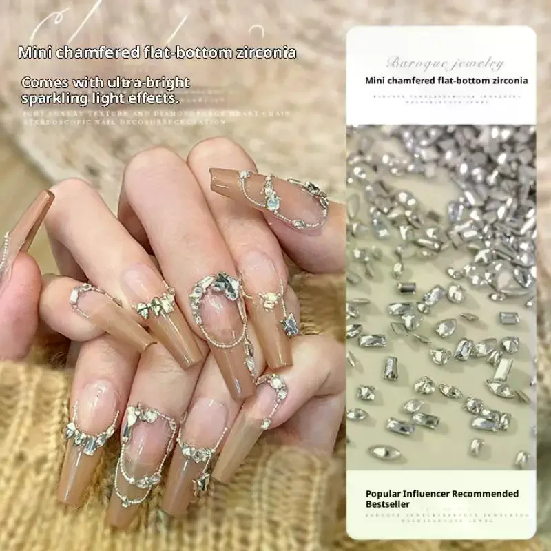 Mixed Zircon Nail Rhinestones Shiny Nail Flat Nail Gems Glass Stones Nails Decoration Nail Charm DIY Manicure Art