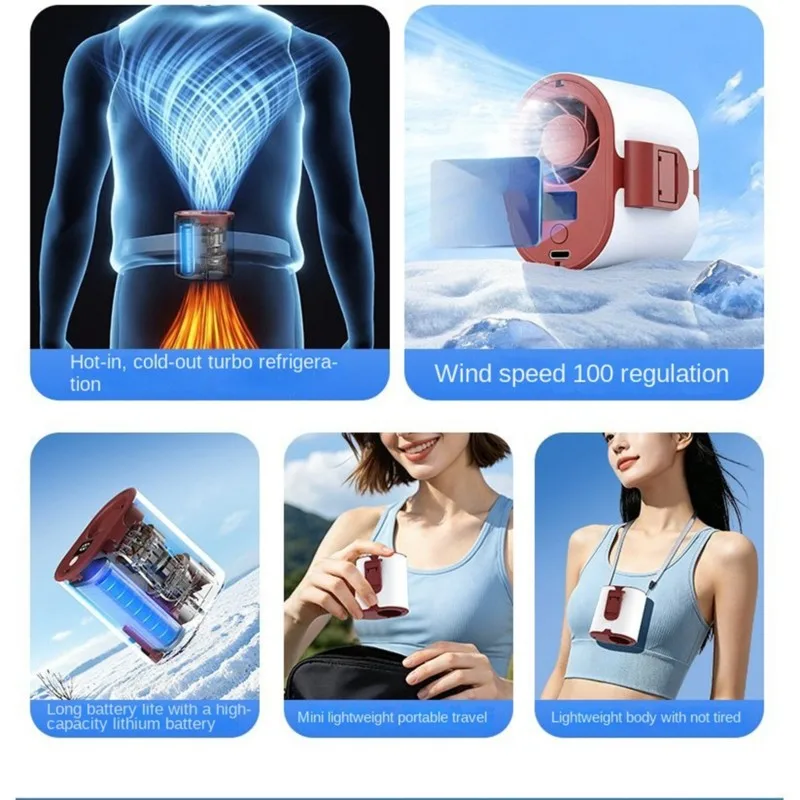 B82B-Portable 4-In-1 Waist Fan Featuring USB Charging Technology, Ideal For Outdoor Sport Activities With Extended Battery Life