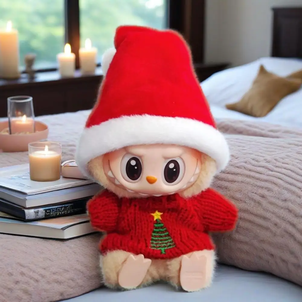 라부부 인형 의상 크리스마스 스웨터 세트 17cm 의류, 어린이 선물용, 녹색 액세서리 포함, 아동용 인형 옷