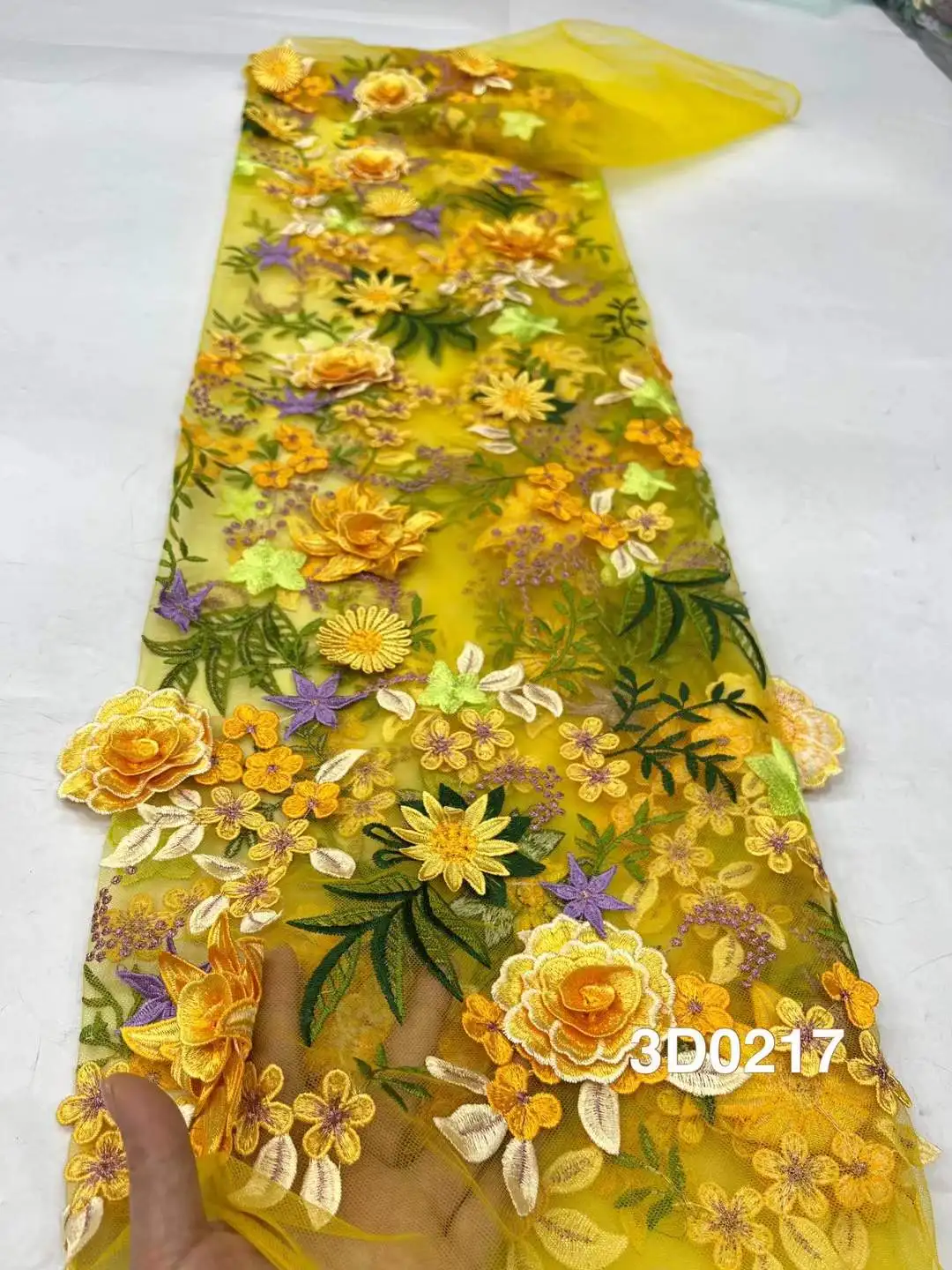 Последняя популярная модная африканская тюль с вышивкой 3D цветок кружевная ткань для шитья свадебного платья