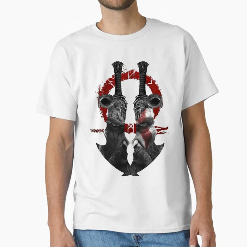 

Retro Kratos God of War Videogame print Gift T-Shirt Vintage Spartan warrior Graphic Clothes 0120 All size Tops Unisex Tee S-6XL