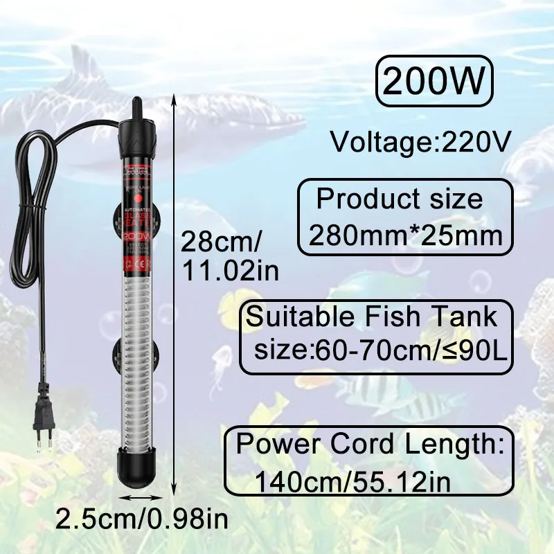 Aquarium Tauch Heizung Aquarium Wasser Heizstab Konstantem Thermostat Temperaturregelung 220 V 25 W/50 W/100 W/200 W/300 W