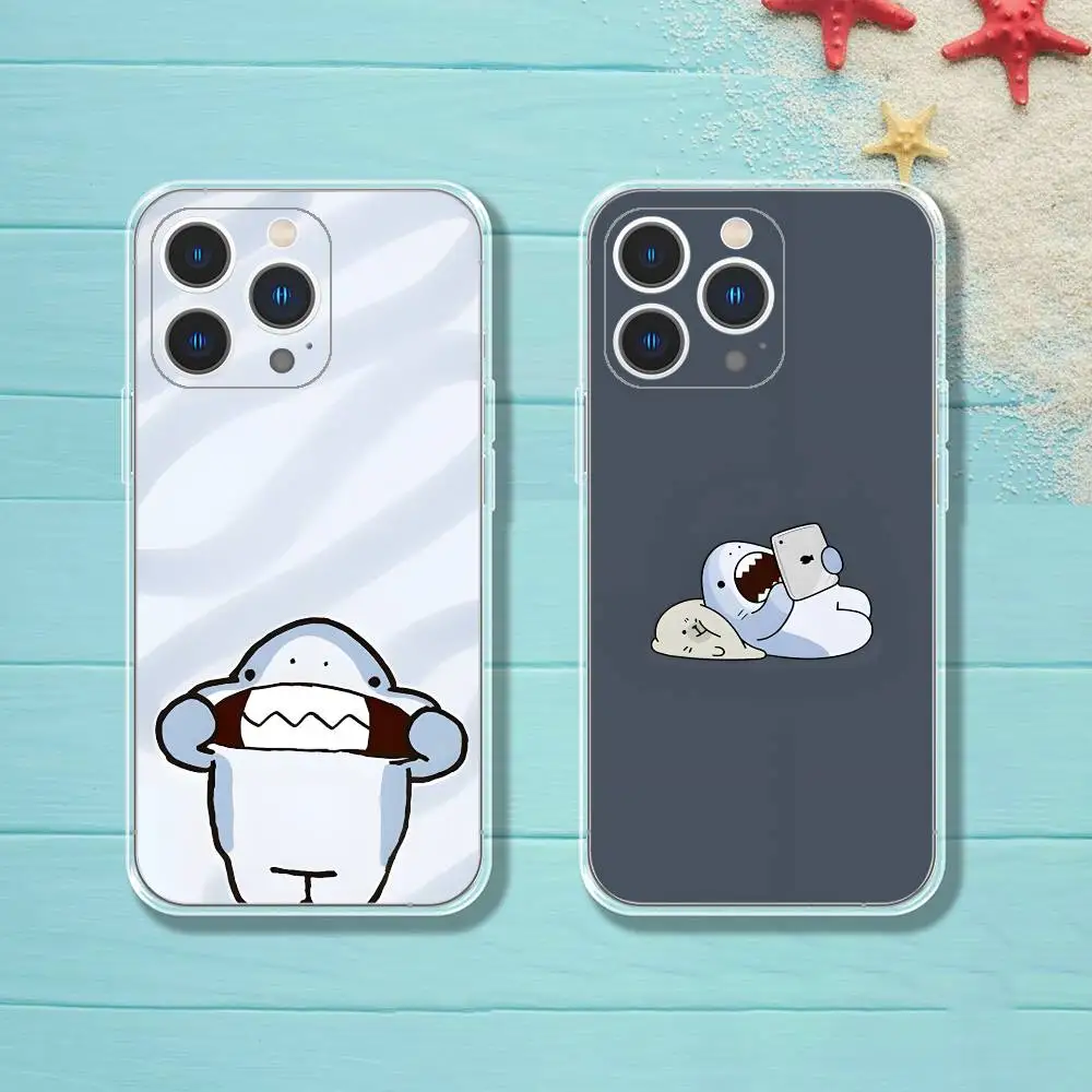 

Cartoon Cute Shark Phone Case iPhone 16 17 15 14 13 12 11 Pro Max Plus Mini Clear Full Back Cover Silicone Soft Shell