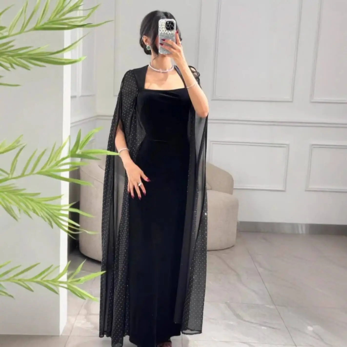 2025年新作-レディース-ベルベット-ボディコン-ガウン-ラインストーン付き-ノースリーブ-イブニングドレス-スリムフィット-ウェディングドレス-ロングスリーブ-ミッドウエスト