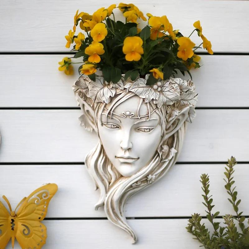 

Nordic Athena Head Flower Pot Goddess Crafts Vase Pendant Living Room Succulent Plant Pots Room Wall Hanging Basket Decoration
