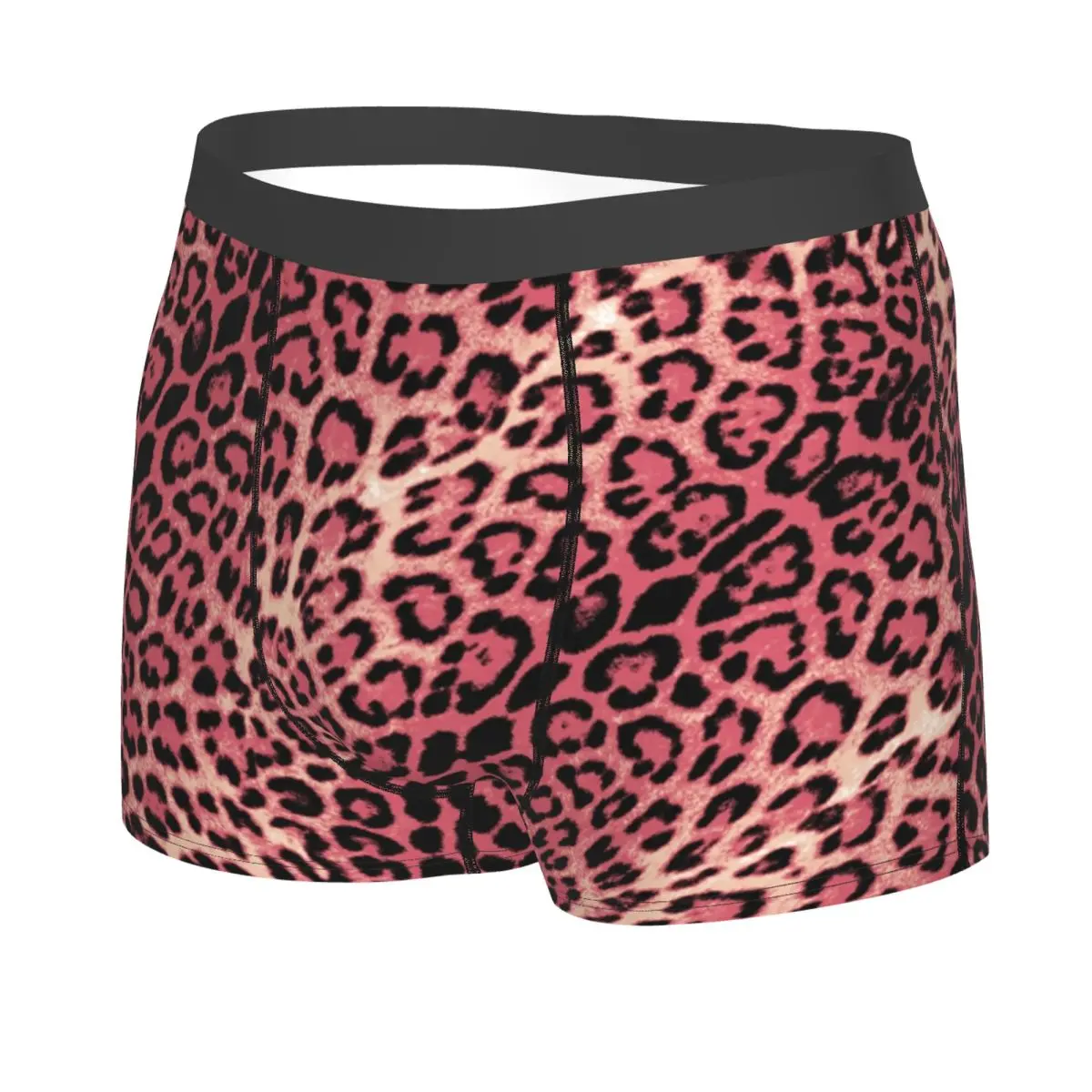 Custom Pink Tiger Cheetah Print Underwear Men Stretch Pink Tiger Cheetah Print Boxer Briefs