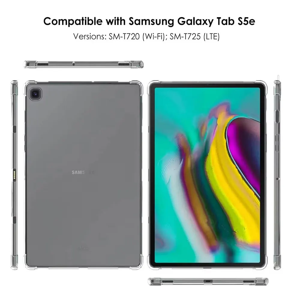 Penutup transparan untuk Samsung Galaxy Tab S5E 10.5 "2019 SM-T725 T720 silikon TPU lembut tahan guncangan Tablet kantong udara antijatuh