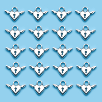 10/20/30Pcs Alloy Love Heart Key Lock Shape Charms Antique Silvery Pendants For Jewelry Making Findings Crafting Accessory